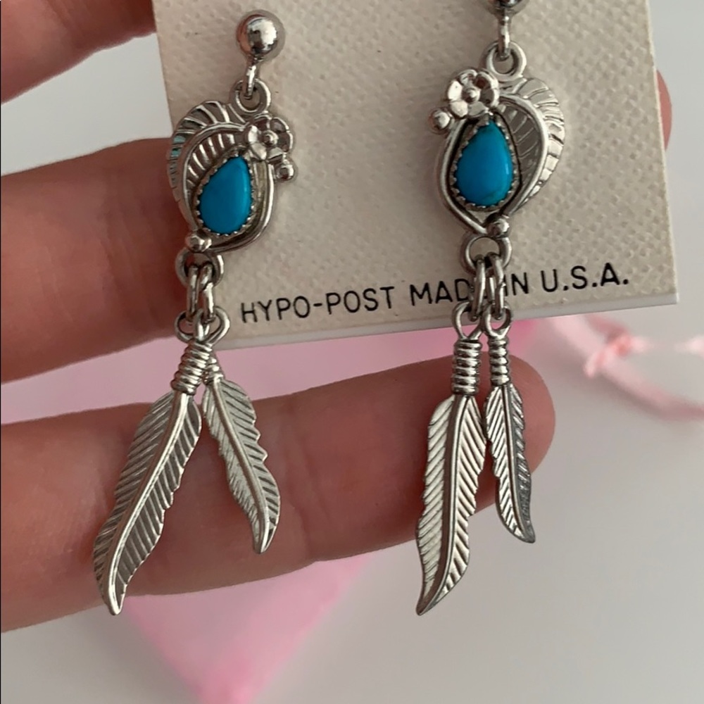 Authentic Turquoise Silver Earrings - image 3